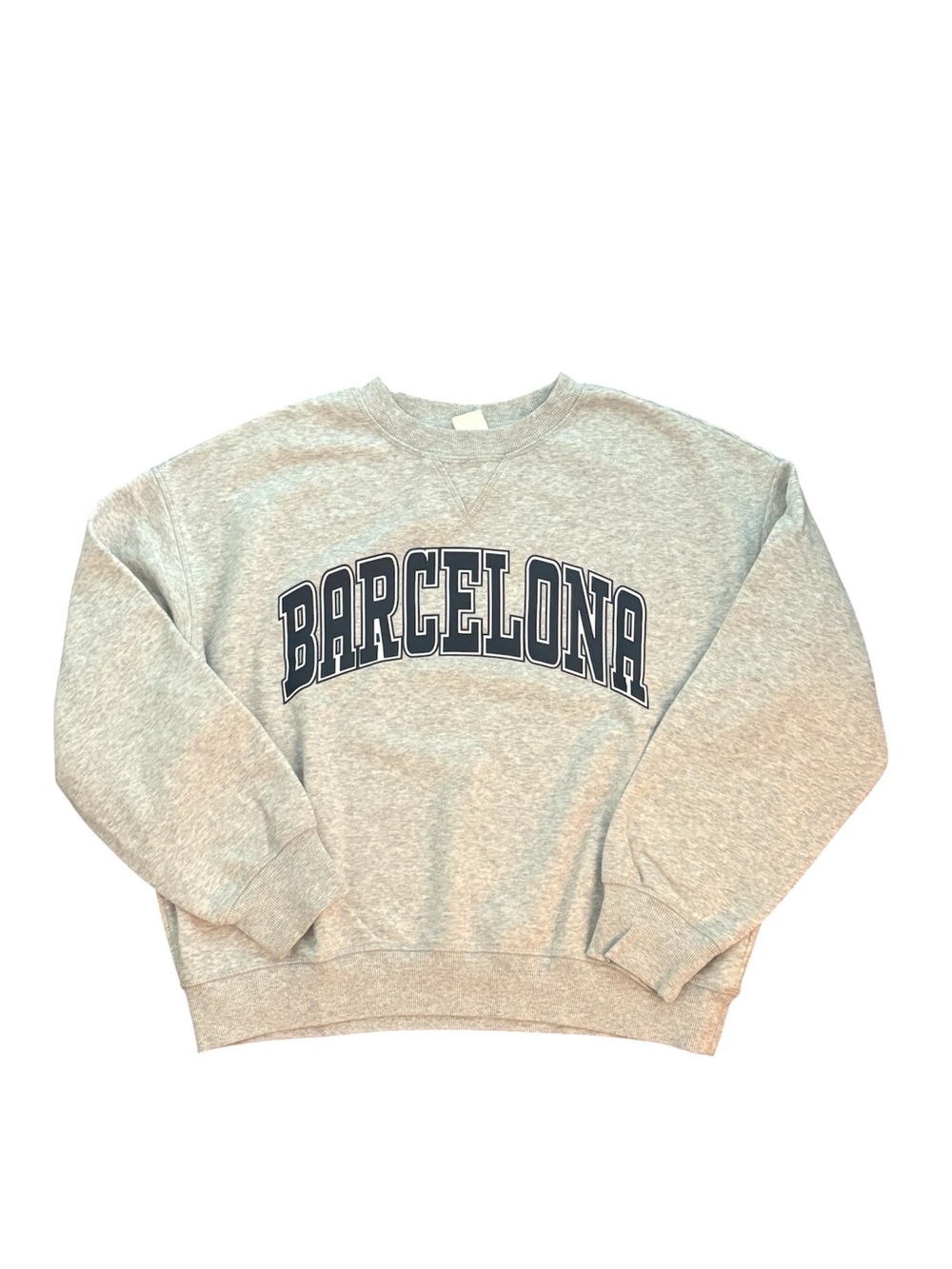 Retro Style Crewneck Sweatshirt with Navy Barcelona Print